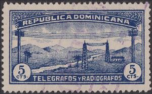 Stamp, Telegraph lines, Dominican Republic,  , Communication, Landscapes, Telecommunication, Telegraphy