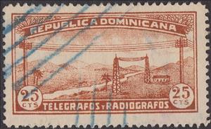 Stamp, Telegraph lines, Dominican Republic,  , Communication, Landscapes, Telecommunication, Telegraphy