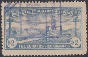Stamp, Telegraph lines, Dominican Republic,  , Communication, Landscapes, Telecommunication, Telegraphy