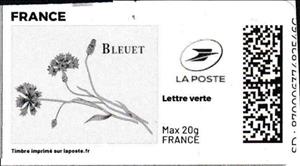 Stamp, Cornflower. Bleuet in black . Redesign., France,  , Flowers, Plants (Flora)