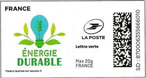 Stamp, Energy Durable. Energie Durable. Redesign, France,  , Energy, Energy Conservation, Lamps and Candles