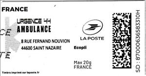 Stamp, Urgence 44 Ambulance, France,  , Vehicles