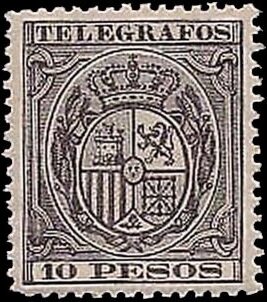 Stamp, Royal Crown and Shield of Spain, Philippines,  , Coats of Arms