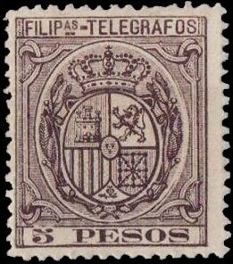 Stamp, Royal Crown and Shield of Spain, Philippines,  , Coats of Arms