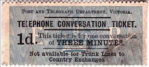 Stamp, Telephone Conversation Ticket, Victoria,  , Crowns and Coronets, Telephony