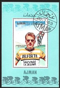 Mini Sheet, Johannes Adrianus "Jan" Janssen (*1940), Netherlands, Ajman,  , Cycling, Sports