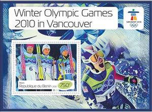 Souvenir Sheet, Sport Winter Olympic Games 2010 in Vancouver, Benin,  , Olympic Games, Sports, Winter Sports