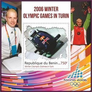 Souvenir Sheet, Sport Winter Olympic Games in Turin 2006, Benin,  , Bobsleigh, Olympic Games, Sports, Winter Sports