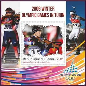 Souvenir Sheet, Sport Winter Olympic Games in Turin 2006, Benin,  , Biathlon, Olympic Games, Sports, Winter Sports