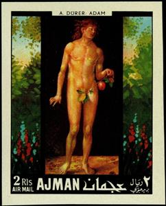 Stamp, Adam by Albrecht Dürer (1471-1528), Ajman,  , Art, Nudes, Paintings