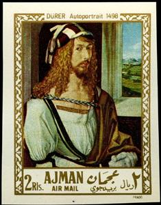 Stamp, Albrecht Dürer Selfportrait (1498), Ajman,  , Art, Paintings