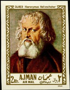 Stamp, Hieronymus Holtzschuher, Albrecht Dürer, Ajman,  , Art, Paintings