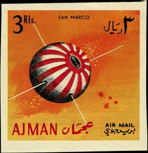 Stamp, San Marco, Ajman,  , Satellites, Spacecrafts