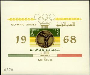 Souvenir Sheet, Swimming: Michael Wenden, Australia, Ajman,  , Athletes, Medals and Marks of Honour, Olympic Games, Sports, Swimming