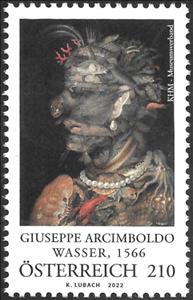 Stamp, "Water" (1566), by Giuseppe Arcimboldo, Austria,  , Art, Painters, Paintings