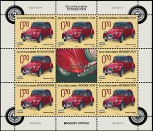 Mini Sheet, Citroen 2CV (Spaček), Bosnia and Herzegovina, Serbian Admin,  , Cars, Vehicles, Wheels