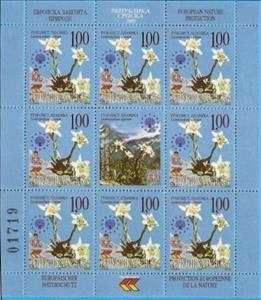 Mini Sheet, Leontopodium alpinum, Bosnia and Herzegovina, Serbian Admin,  , Environment Protection, Flowers, Plants (Flora)