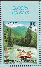 Stamp, Rafting, Bosnia and Herzegovina, Serbian Admin,  , C.E.P.T. / Europe, Landscapes, Rafting, Rivers