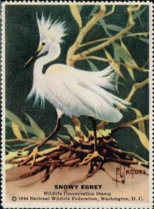 Stamp, Snowy Egret, Cinderellas,  , Birds