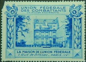 Stamp, Union Federale des Combattants. Maison. Paris, Cinderellas,  , Buildings, Houses, Military Forces