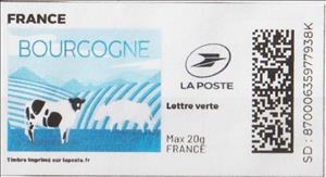 Stamp, Bourgogne. Redesign.Yellow missing, France,  , Bulls and Cows, Landscapes
