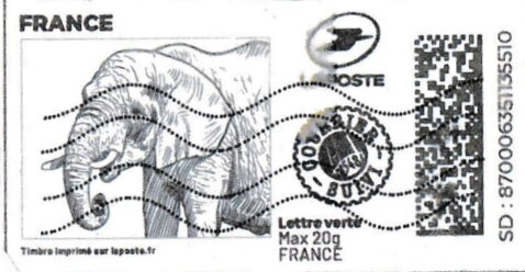 Elephant. Design. Courrier Suivi = Recorded Delivery.