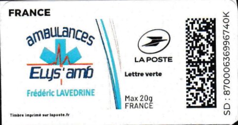 Stamp, Elys Amb Ambulances. Redesign, France,  , Logos, Rescue Services, Taxis