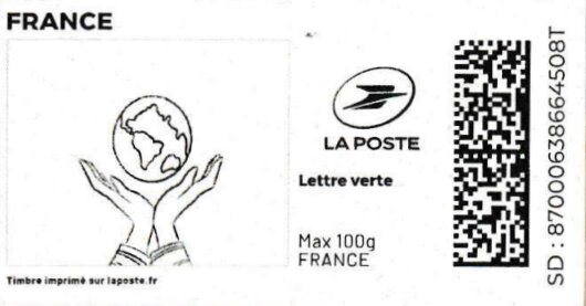 Stamp, Globe in Hands. Redesign, France,  , Globes, Hands