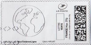 Stamp, Globe/Earth. Line Drawing. Redesign, France,  , Globes