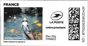 Stamp, Gustave Caillebotte. Canoe on the Yerres. Redesign, France,  , Art, Canoeing, Paintings, Rivers