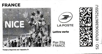 Stamp, Nice in black. Redesign, France,  , Beaches, Festivals