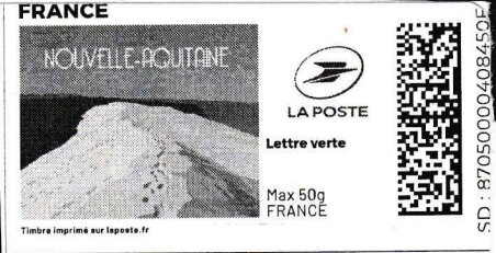 Stamp, Nouvelle Aquitane in black. Redesign, France,  , Coastal Areas, Dunes, Landscapes