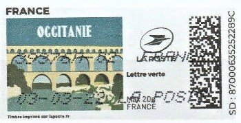 Stamp, Occitanie. Redesign, France,  , Aqueducts, Bridges