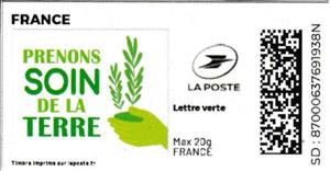 Stamp, Take Care of of Earth. Prenons Soin de la Terre. Redesign, France,  , Environment Protection, Hands, Plants (Flora)