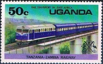 Stamp, Passengers Train Tanzania-Zambia, Bridge, Uganda,  , Bridges, Railways