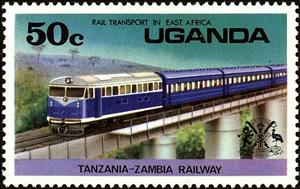 Stamp, Passengers Train Tanzania-Zambia, Bridge, Uganda,  , Bridges, Railways
