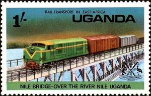 Stamp, Goods Train on the Nile Bridge, Uganda, Uganda,  , Bridges, Railways