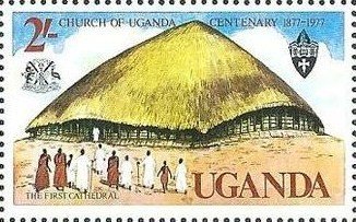 Stamp, Early Grass-topped Cathedral, Uganda,  , Religion, Buildings, Churches - Cathedrals - Basilicas - Chapels