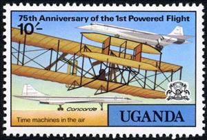 Stamp, Wright Flyer III & Concorde, Uganda,  , Aircrafts