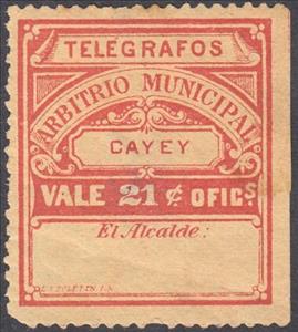 Stamp, Cayey - Arbitrio Municipal, Puerto Rico,  , Telegraphy