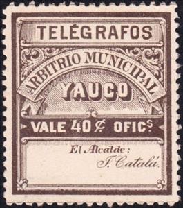 Stamp, Yauco - Arbitrio Municipal, Puerto Rico,  , Telegraphy