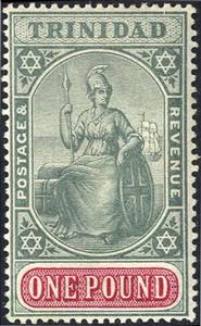 Stamp, Seated Britannia, Trinidad,  , Coats of Arms, Mythology, Sailing Ships, Ships