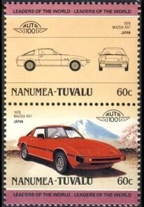 Se-tenant, Mazda RX 7, Tuvalu, Nanumea,  , Cars, Vehicles