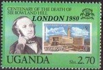 Stamp, Sir Rowland Hill & Stamp MiNr. 84, Uganda,  , Postal Services, Stamps, Philatelic Exhibitions, Postal History