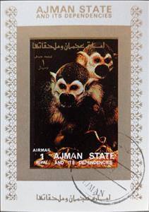 Souvenir Sheet, Squirrel Monkey (Saimiri sciurus), Ajman,  , Animals (Fauna), Mammals, Monkeys