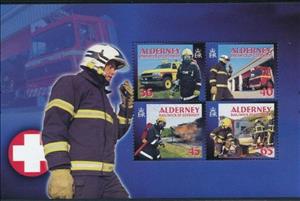 Booklet Pane, Alderney Fire service, Alderney,  , Cars, Fire-brigade, Roadsafety, Trucks