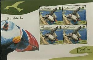 Booklet Pane, Atlantic Puffin (Fratercula arctica), Alderney,  , Animals (Fauna), Birds, Puffins