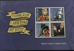 Booklet Pane, Bicentenary of the Battle of Trafalgar, Alderney,  , Admirals, Battle, Famous People, Naval Battles, Sailing Ships, Ships