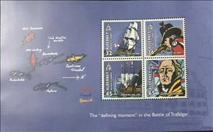 Booklet Pane, Bicentenary of the Battle of Trafalgar, Alderney,  , Admirals, Battle, Famous People, Naval Battles, Sailing Ships, Ships