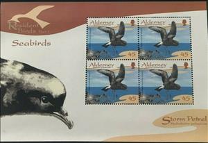 Booklet Pane, European Storm Petrel (Hydrobates pelagicus), Alderney,  , Animals (Fauna), Birds